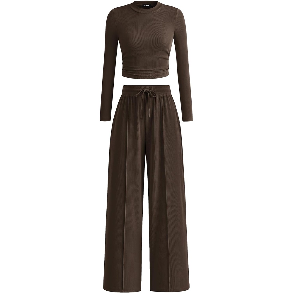 image:imageBTFBM Casual Ribbed 2 Piece Sets For Women Fall 2026Coffee