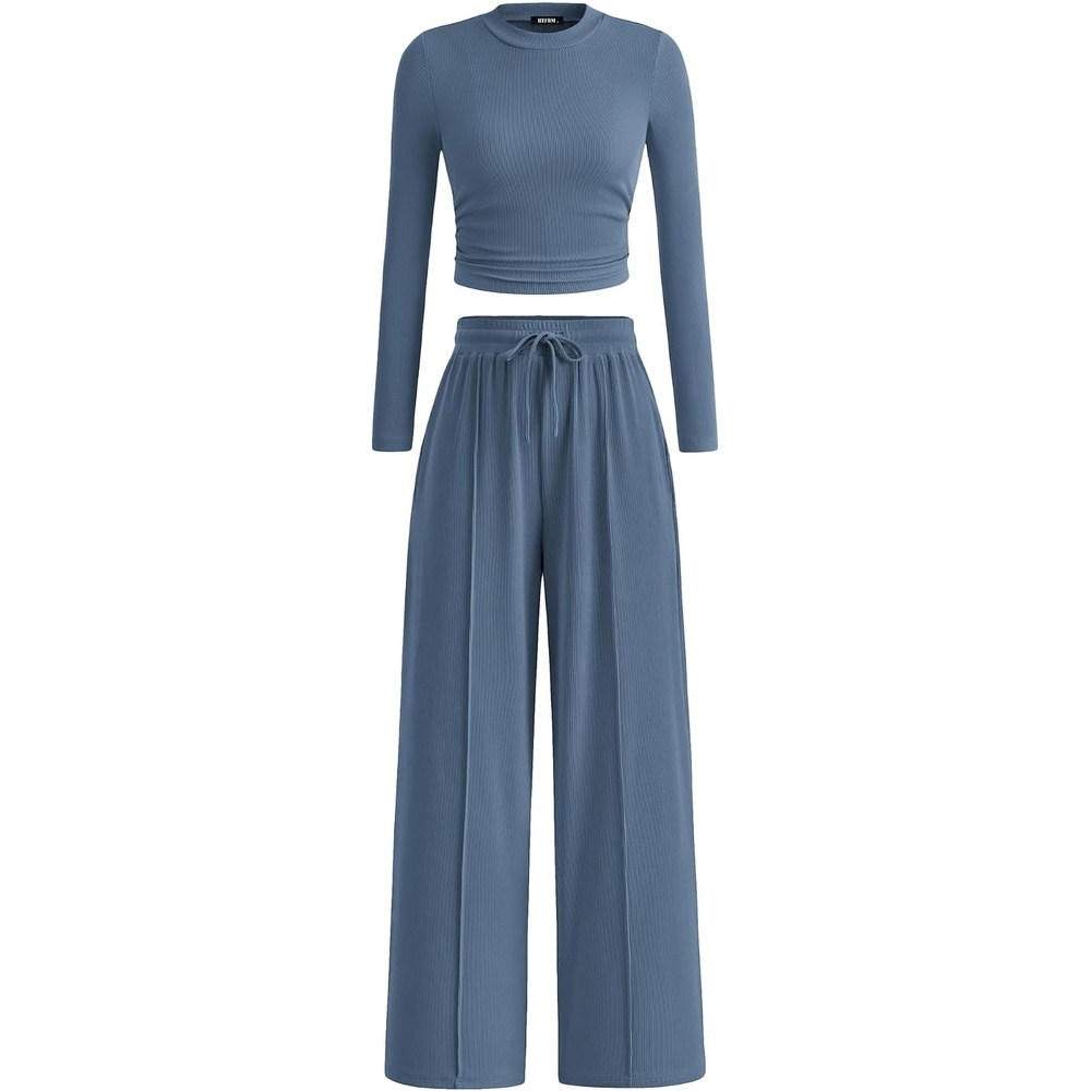 image:imageBTFBM Casual Ribbed 2 Piece Sets For Women Fall 2026Dusty Blue