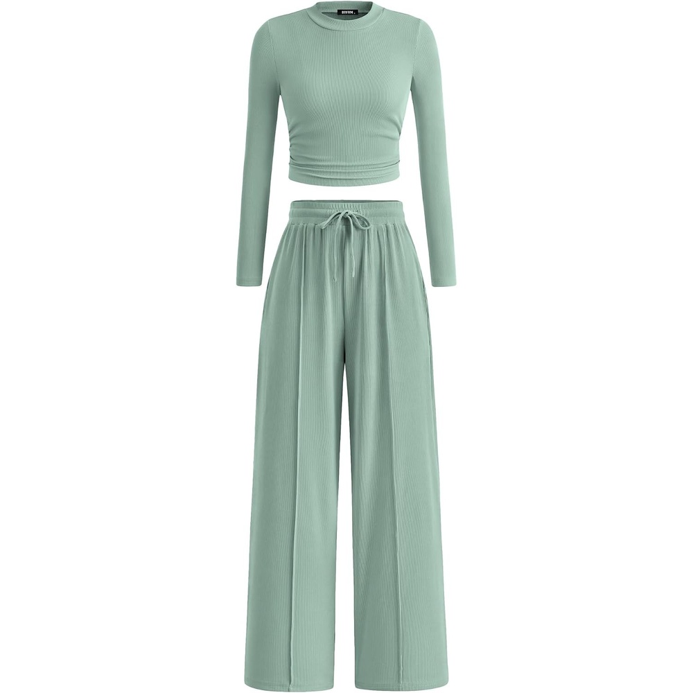 image:imageBTFBM Casual Ribbed 2 Piece Sets For Women Fall 2026Fruit Green