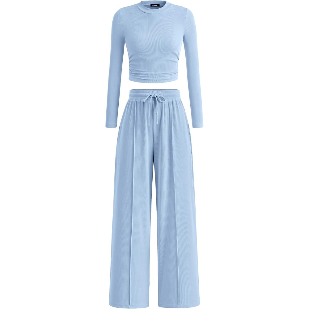 image:imageBTFBM Casual Ribbed 2 Piece Sets For Women Fall 2026Light Blue