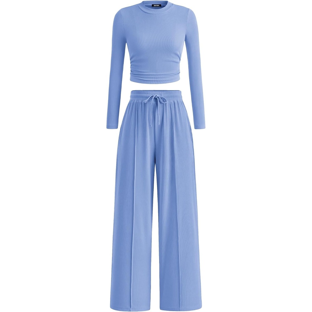 image:imageBTFBM Casual Ribbed 2 Piece Sets For Women Fall 2026Sky Blue