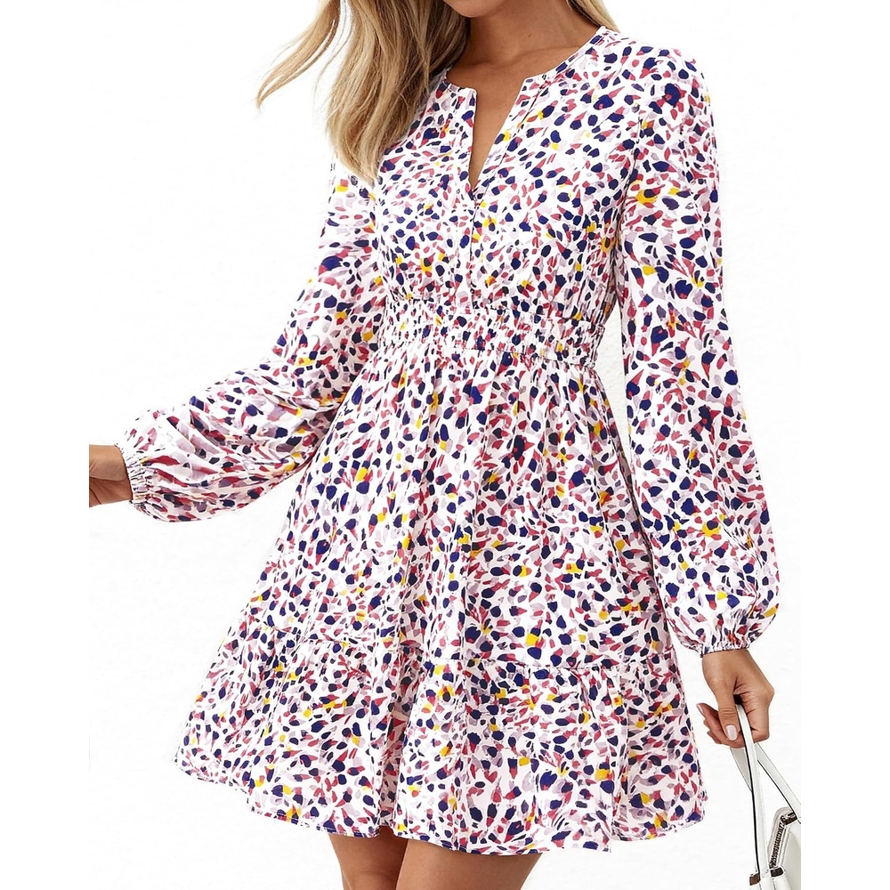 image:imageBTFBM Fall Dresses for Women 2026 Trendy Floral Long Sleeve Mini DressFloral Purple Red
