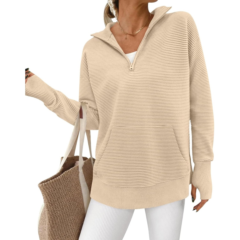 image:imageBTFBM Quarter Zip Sweaters for Women 2026 Fall FashionApricot