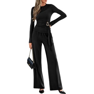 BTFBM 2 Piece Sets For Women Fall Outfits Lounge Set Business(Black)