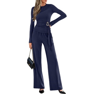 BTFBM 2 Piece Sets For Women Fall Outfits Lounge Set Business(Navy)
