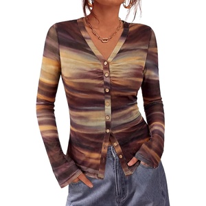 BTFBM Button Down Shirts for Women Fall Outfits 2026 Mesh Floral Boho Tops(Floral Brown)