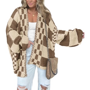 BTFBM Casual Cardigan Sweater for Women Fall 2026 Long Sleeve Sweaters(Khaki Beige)