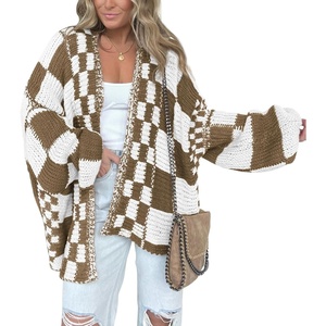 BTFBM Casual Cardigan Sweater for Women Fall 2026 Long Sleeve Sweaters(Light Brown)