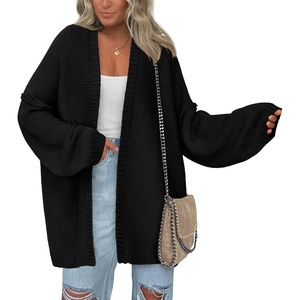BTFBM Casual Cardigan Sweater for Women Fall 2026 Long Sleeve Sweaters(Solid Black)
