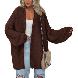 BTFBM Casual Cardigan Sweater for Women Fall 2026 Long Sleeve Sweaters(Solid Brown)