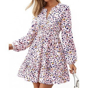 BTFBM Fall Dresses for Women 2026 Trendy Floral Long Sleeve Mini Dress(Floral Purple Red)