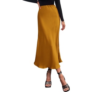 BTFBM Long Skirts for Women 2026 Fall Outfits(Brown Yellow)