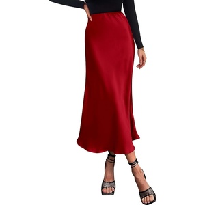 BTFBM Long Skirts for Women 2026 Fall Outfits(Dark Red)