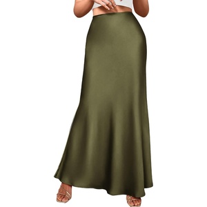 BTFBM Maxi Skirts for Women Business Casual(Light Army Green)