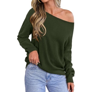 BTFBM Off The Shoulder Sweater Lightweight Going Out Top(Army Green)