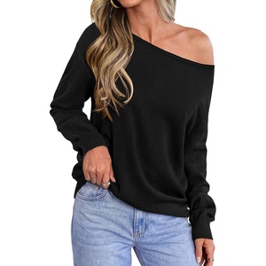 BTFBM Off The Shoulder Sweater Lightweight Going Out Top(Black)