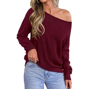 BTFBM Off The Shoulder Sweater Lightweight Going Out Top(Burgundy)