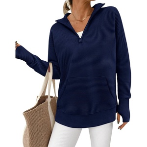 BTFBM Quarter Zip Sweaters for Women 2026 Fall Fashion(Navy Blue)