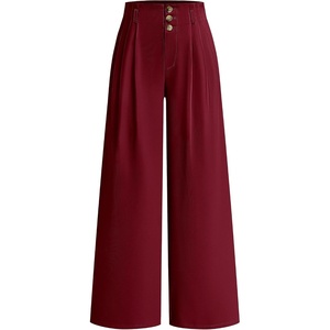 BTFBM Wide Leg Dress Pants Women Business Casual Outfits(Burgundy)