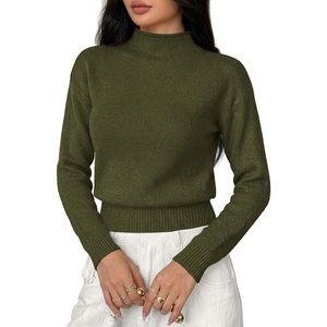 BTFBM Women’s Long Sleeve Sweaters Mock Neck Tops(Army Green)