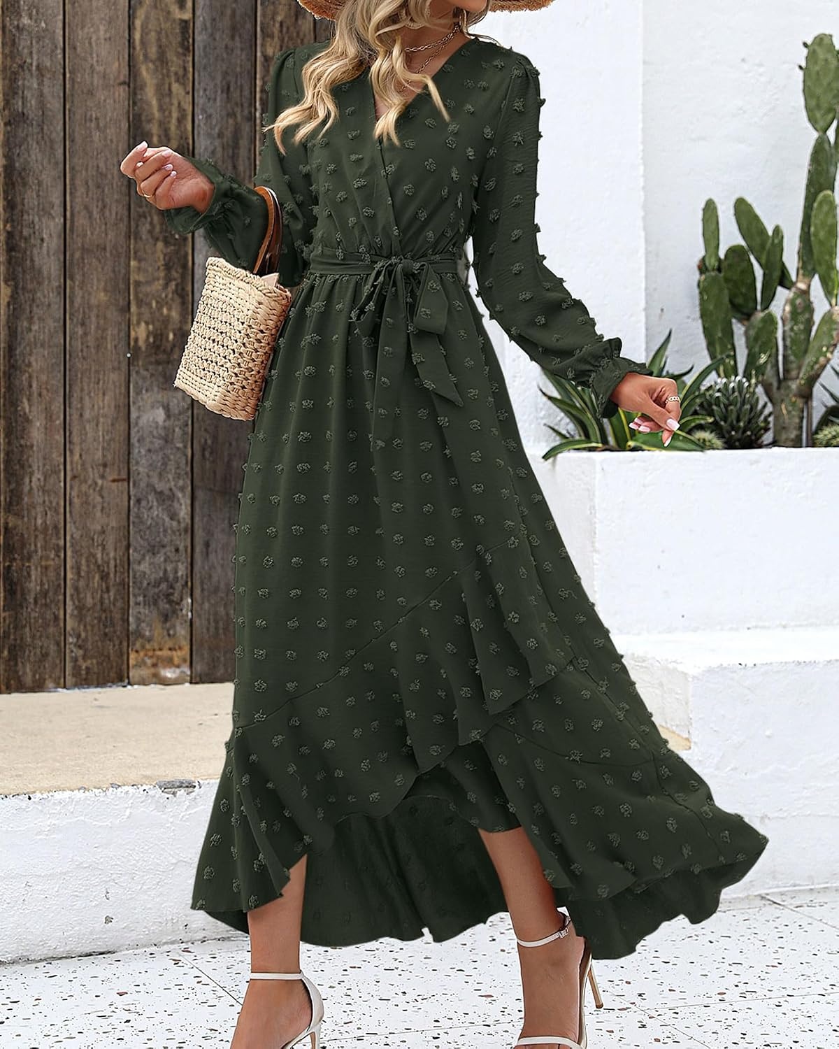 image:imageBTFBM Long Sleeve Maxi Dresses for Women FallArmy Green