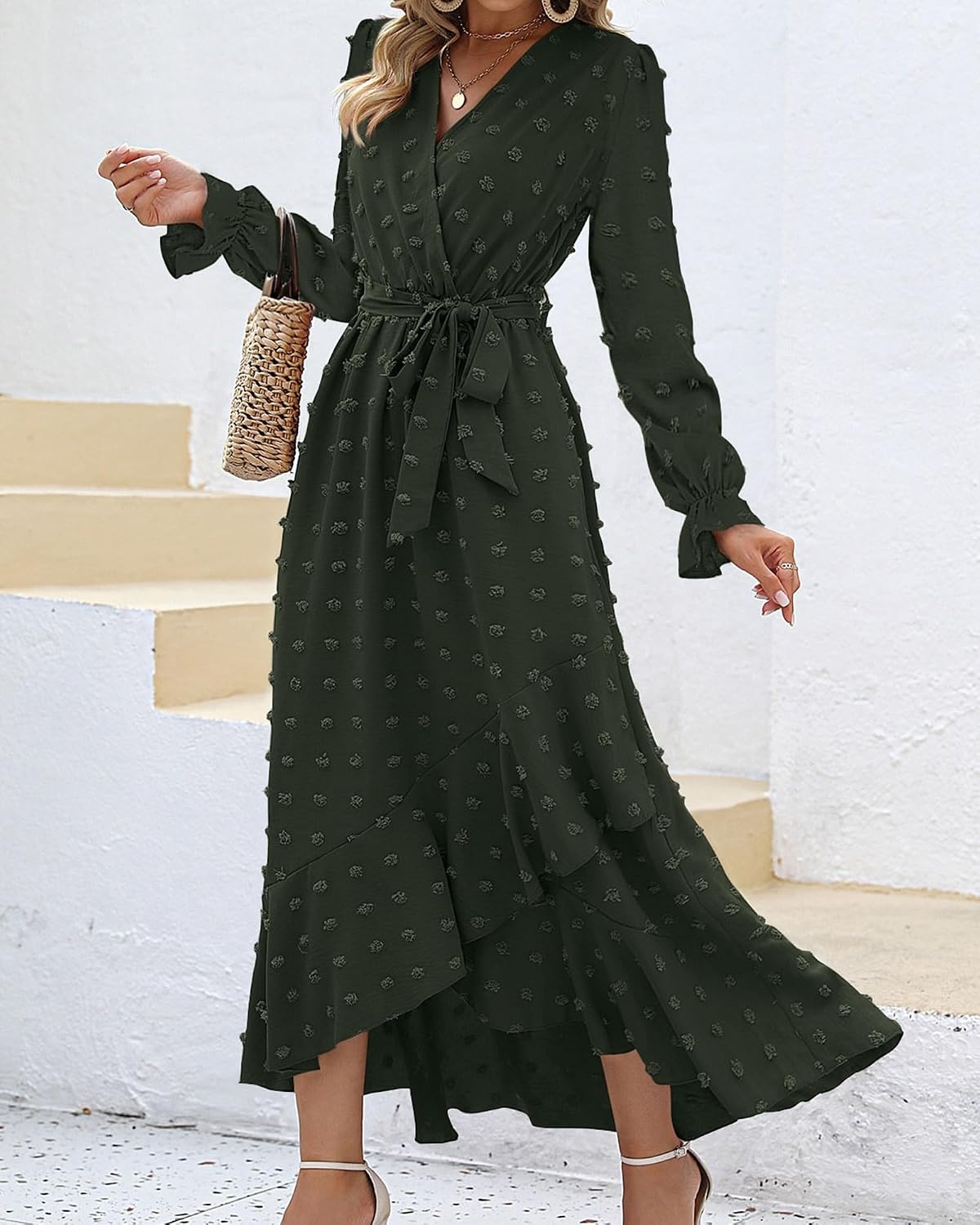 image:imageBTFBM Long Sleeve Maxi Dresses for Women FallArmy Green