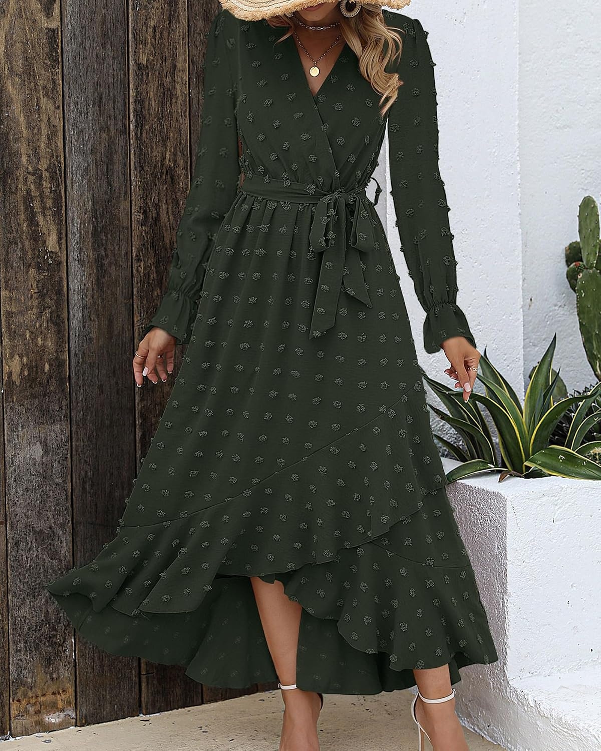 image:imageBTFBM Long Sleeve Maxi Dresses for Women FallArmy Green