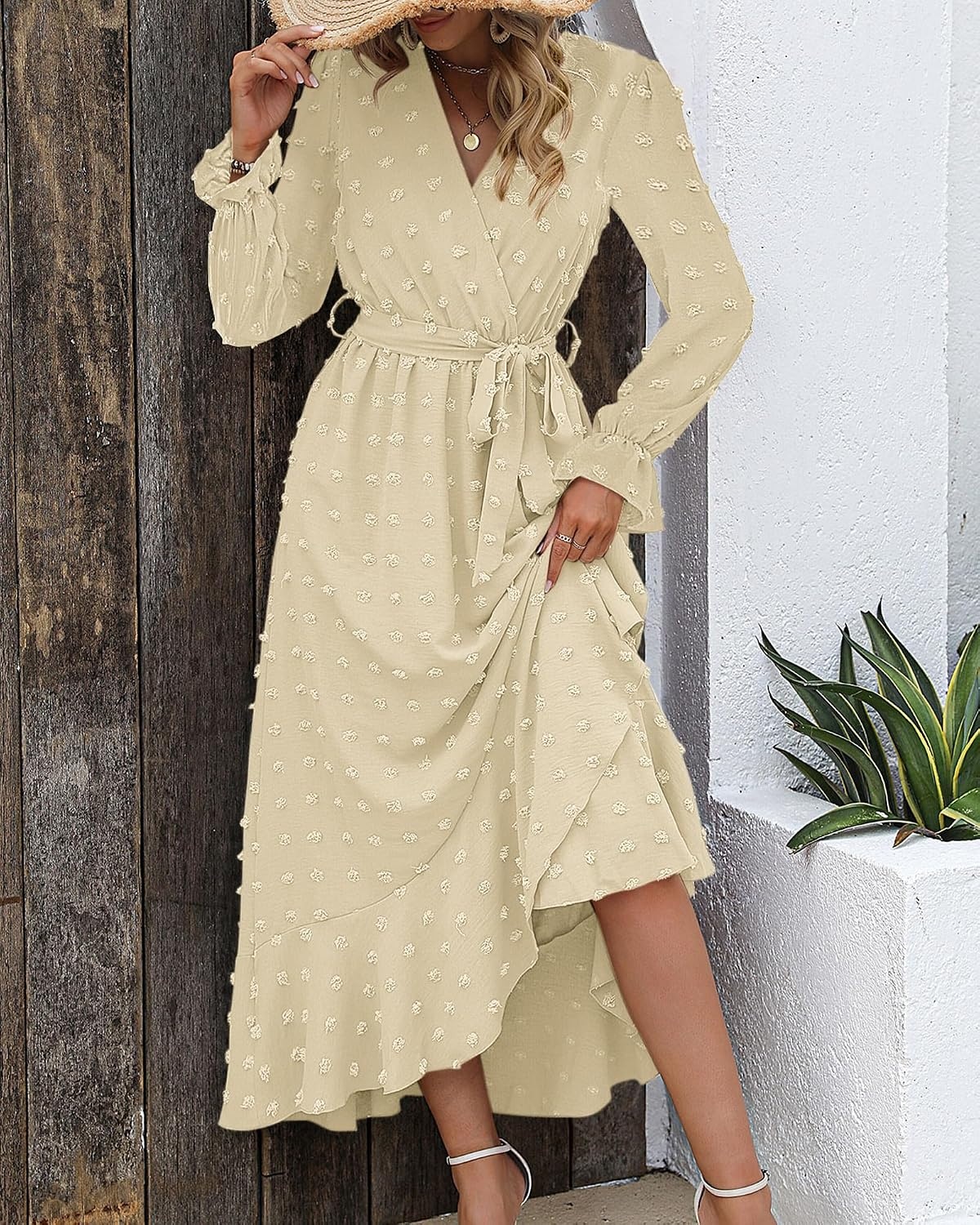 image:imageBTFBM Long Sleeve Maxi Dresses for Women FallBeige