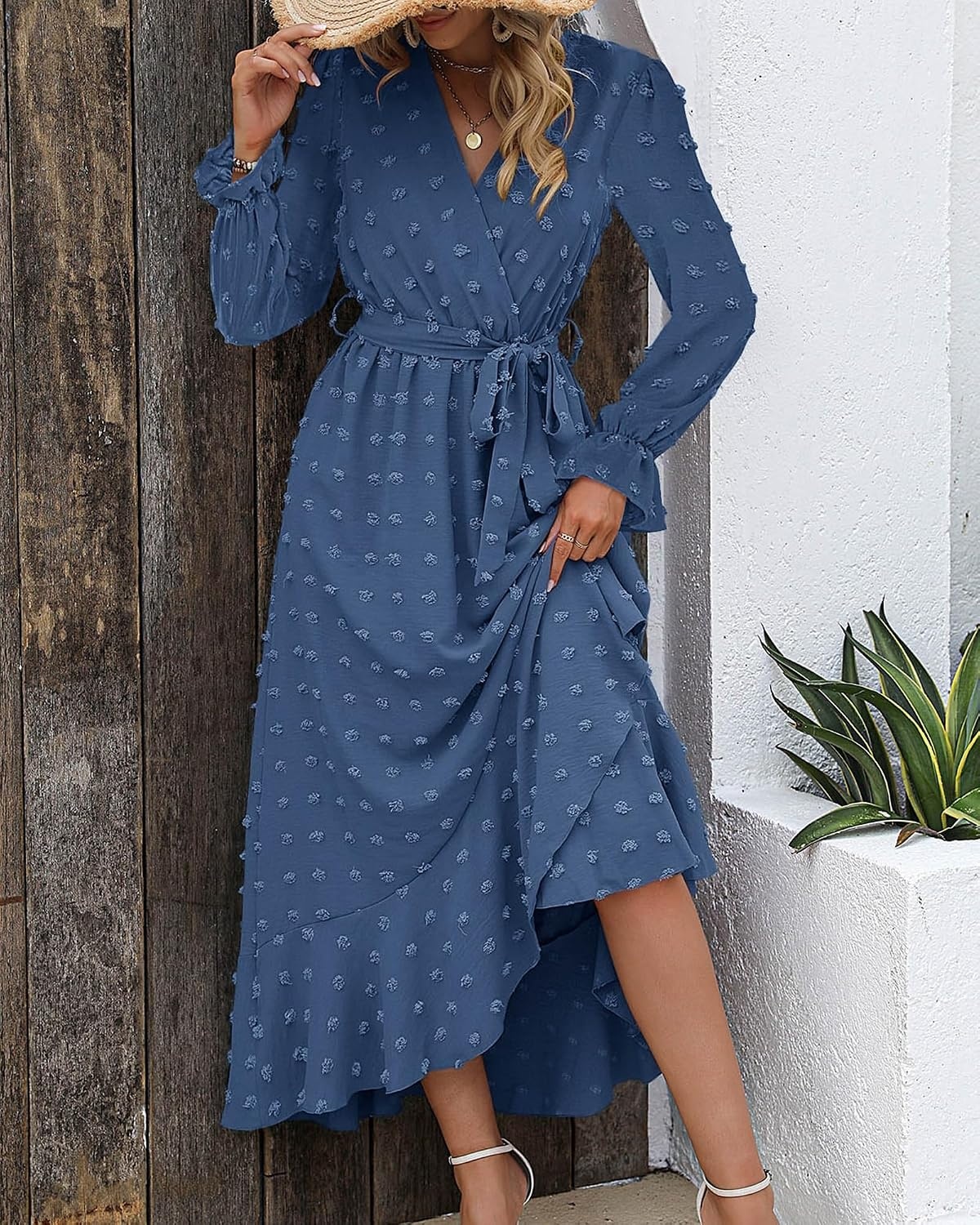 image:imageBTFBM Long Sleeve Maxi Dresses for Women FallBlue