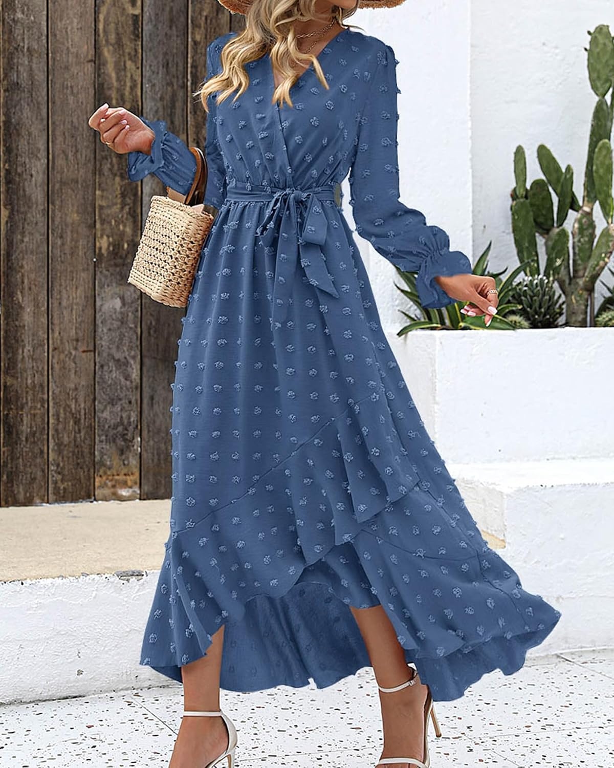 image:imageBTFBM Long Sleeve Maxi Dresses for Women FallBlue