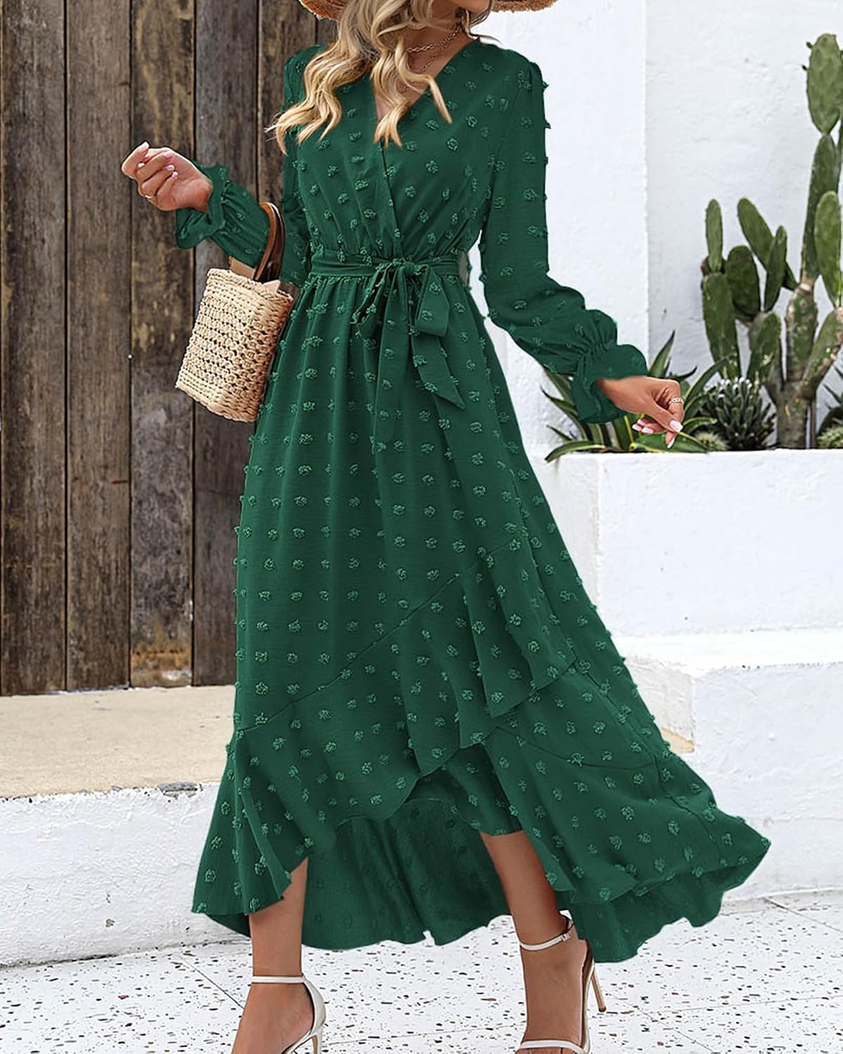 image:imageBTFBM Long Sleeve Maxi Dresses for Women FallDark Green