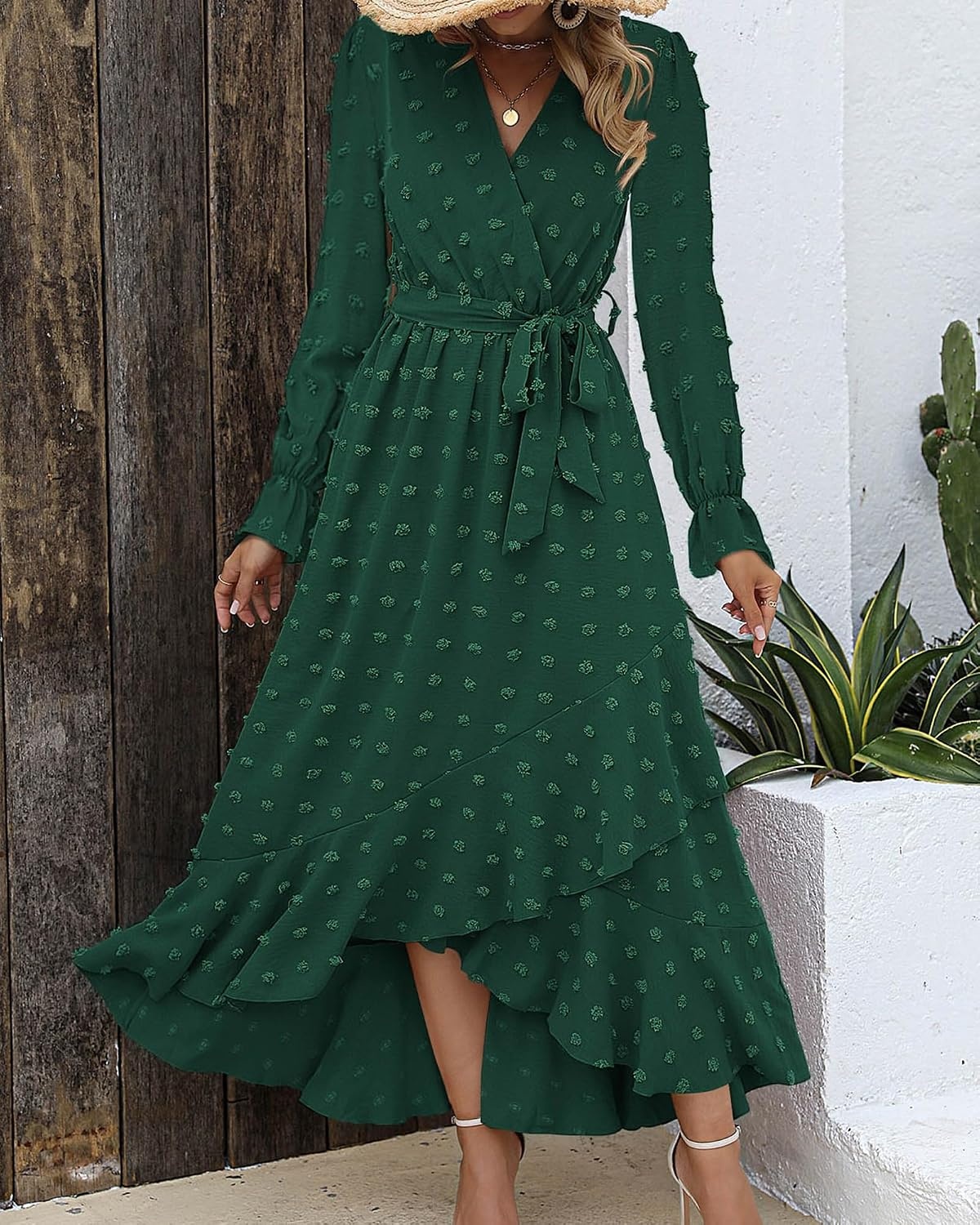 image:imageBTFBM Long Sleeve Maxi Dresses for Women FallDark Green
