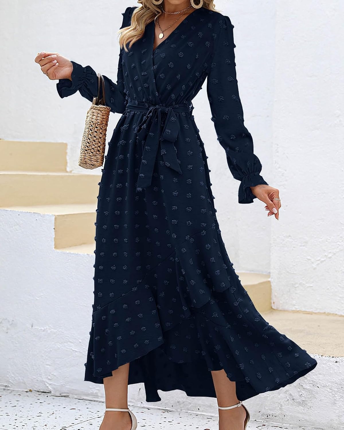 image:imageBTFBM Long Sleeve Maxi Dresses for Women FallNavy