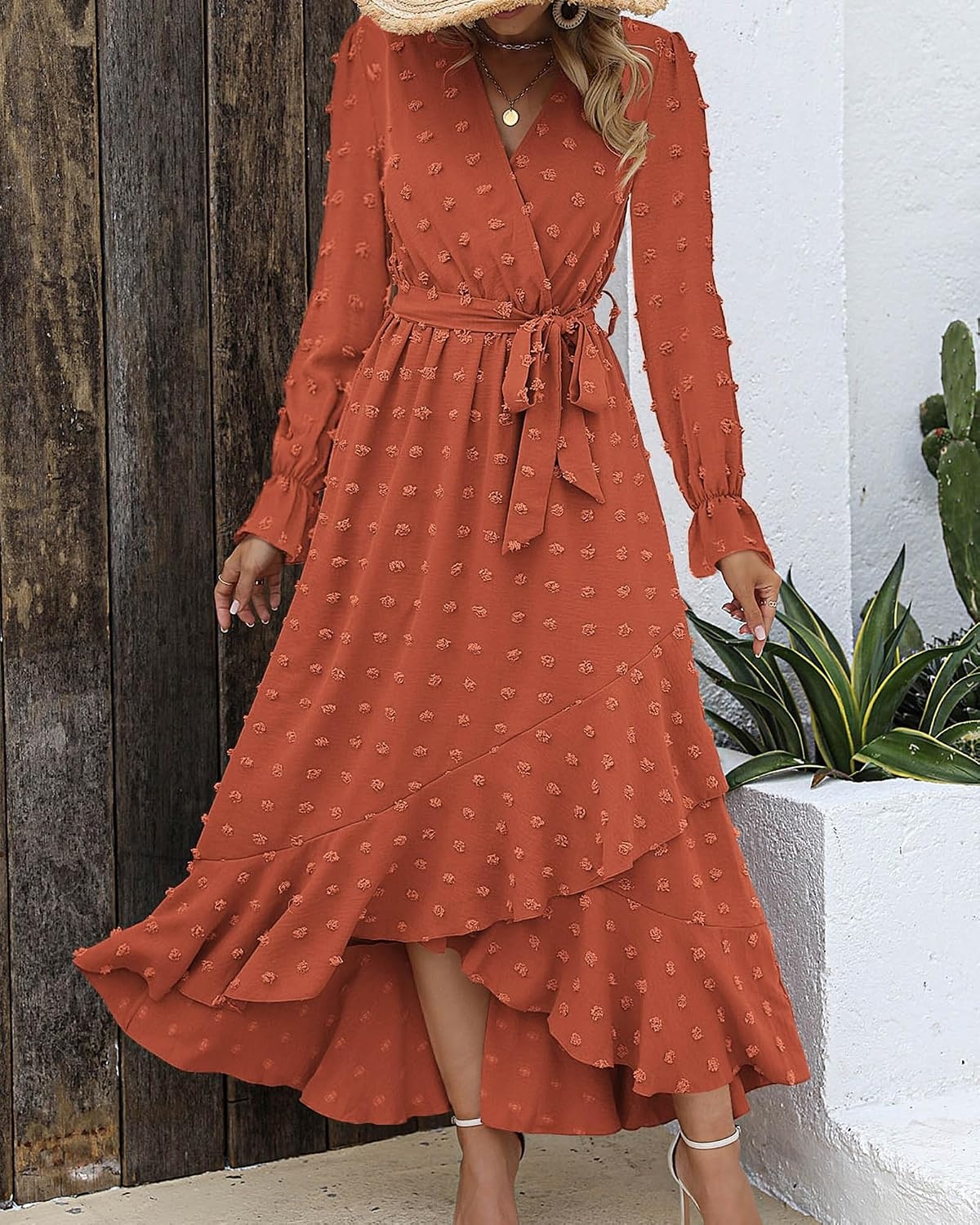 image:imageBTFBM Long Sleeve Maxi Dresses for Women FallOrange