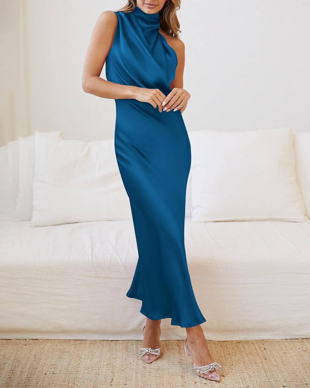 image:imageBTFBM Mock Neck Cocktail Dresses for Women SummerNavy