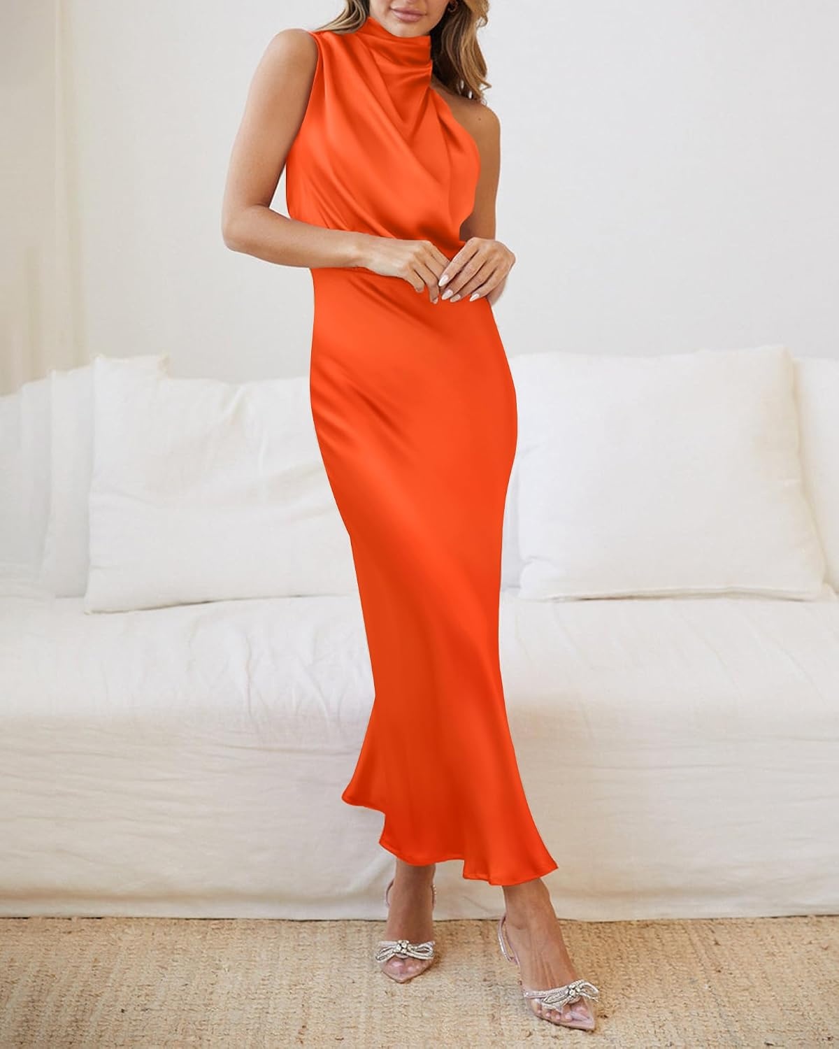 image:imageBTFBM Mock Neck Cocktail Dresses for Women SummerOrange