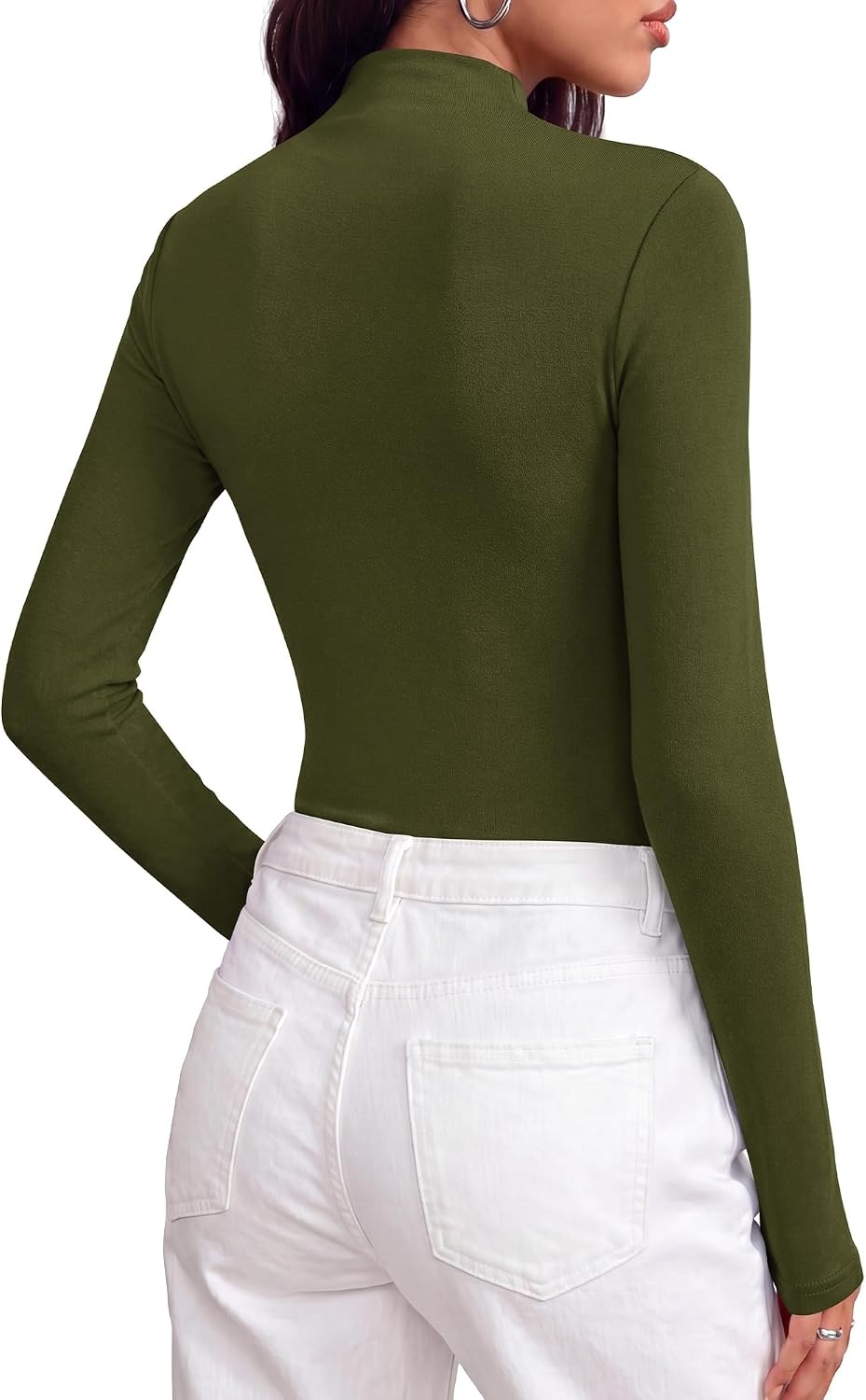 image:imageBTFBM Mock Tops for Women Fitted Long Sleeve T ShirtsArmy Green