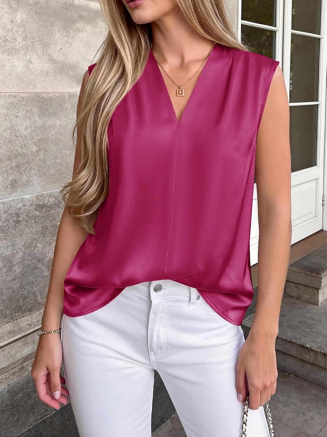 image:imageBTFBM Satin Tank Tops for Women Business CasualRose Purple