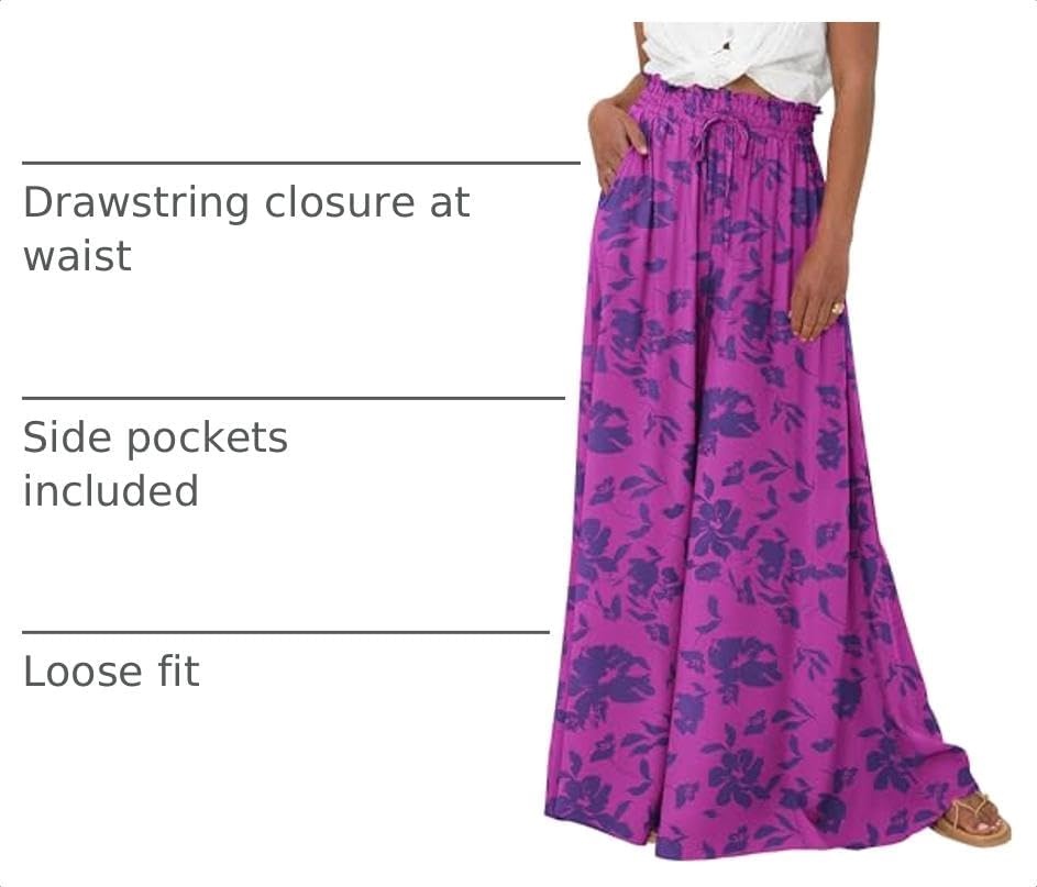 image:imageBTFBM Wide Leg Flowy Palazzo Pants for WomenPrint Purple