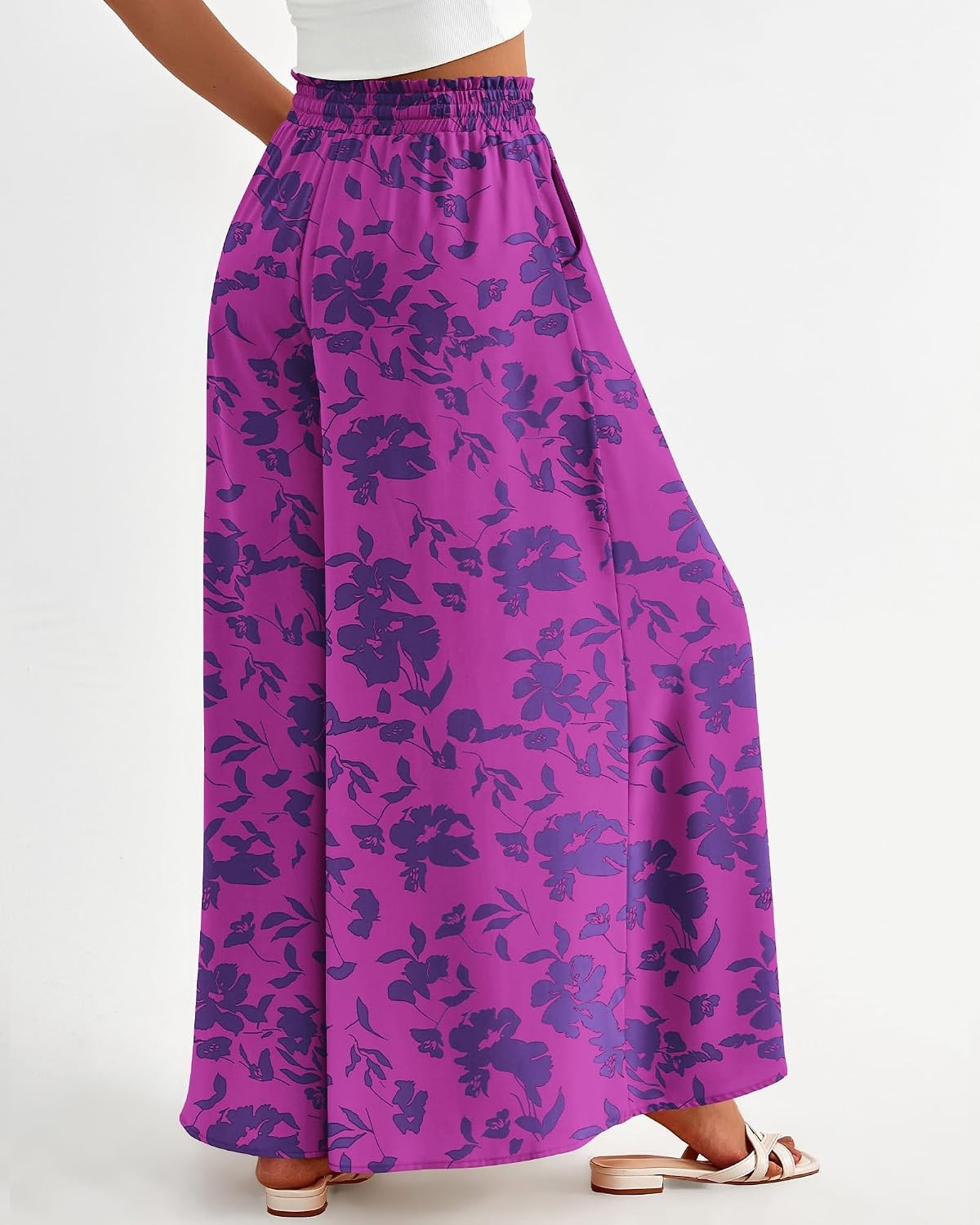 image:imageBTFBM Wide Leg Flowy Palazzo Pants for WomenPrint Purple