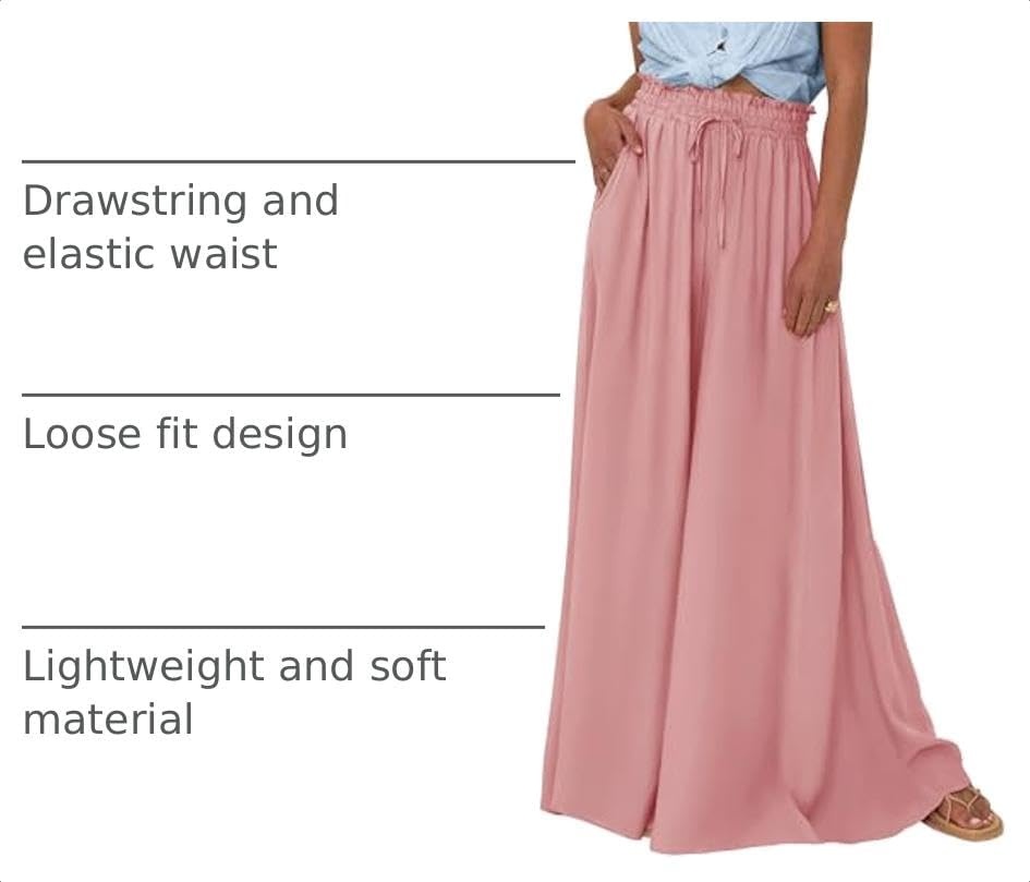 image:imageBTFBM Wide Leg Flowy Palazzo Pants for WomenSolid Pink