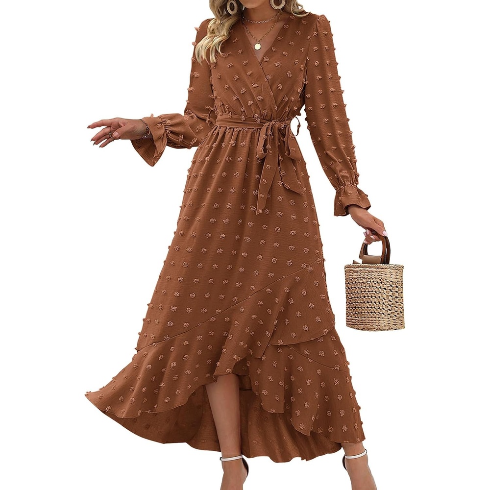 image:imageBTFBM Long Sleeve Maxi Dresses for Women FallBrown