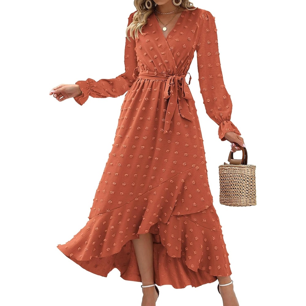 image:imageBTFBM Long Sleeve Maxi Dresses for Women FallOrange