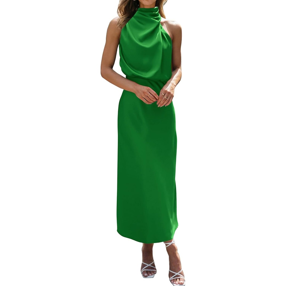 image:imageBTFBM Mock Neck Cocktail Dresses for Women SummerBrilliant Green