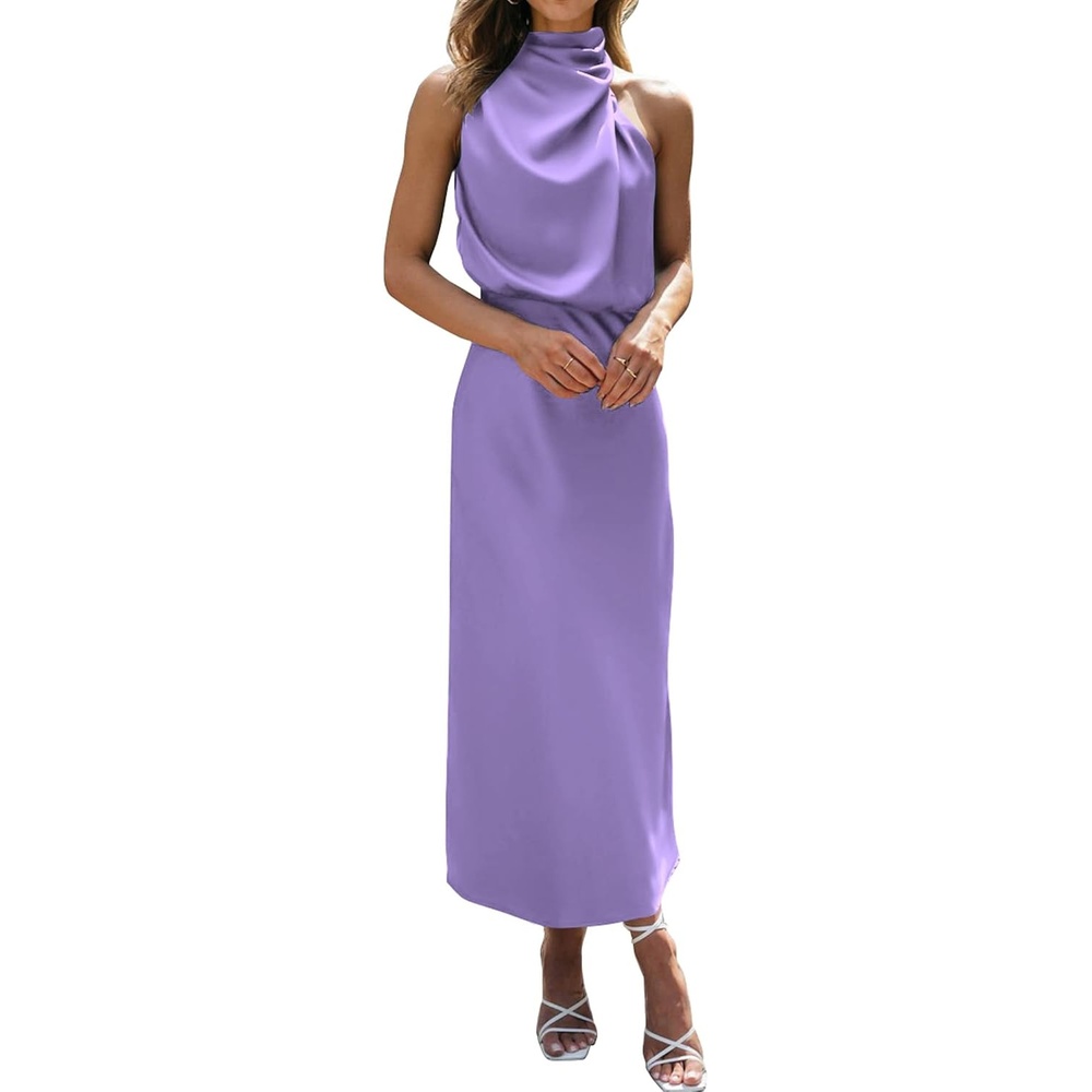 image:imageBTFBM Mock Neck Cocktail Dresses for Women SummerPurple