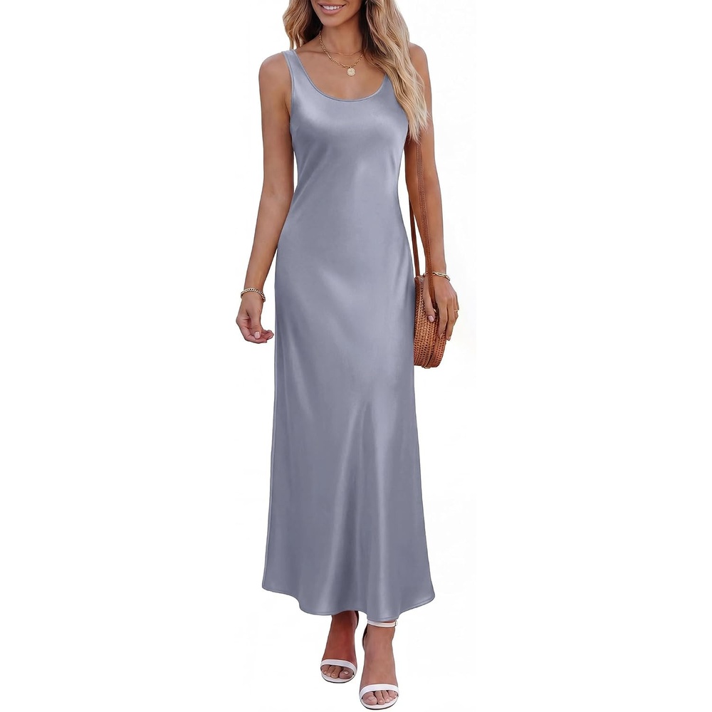 image:imageBTFBM Womens Sleeveless Satin Summer DressesGrey Blue