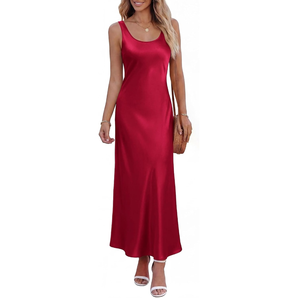 image:imageBTFBM Womens Sleeveless Satin Summer DressesRed