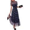 Floral Black Royal Blue