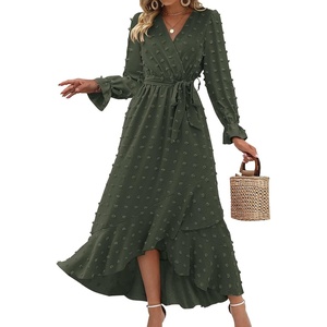 BTFBM Long Sleeve Maxi Dresses for Women Fall(Army Green)