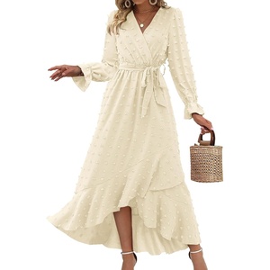 BTFBM Long Sleeve Maxi Dresses for Women Fall(Beige)